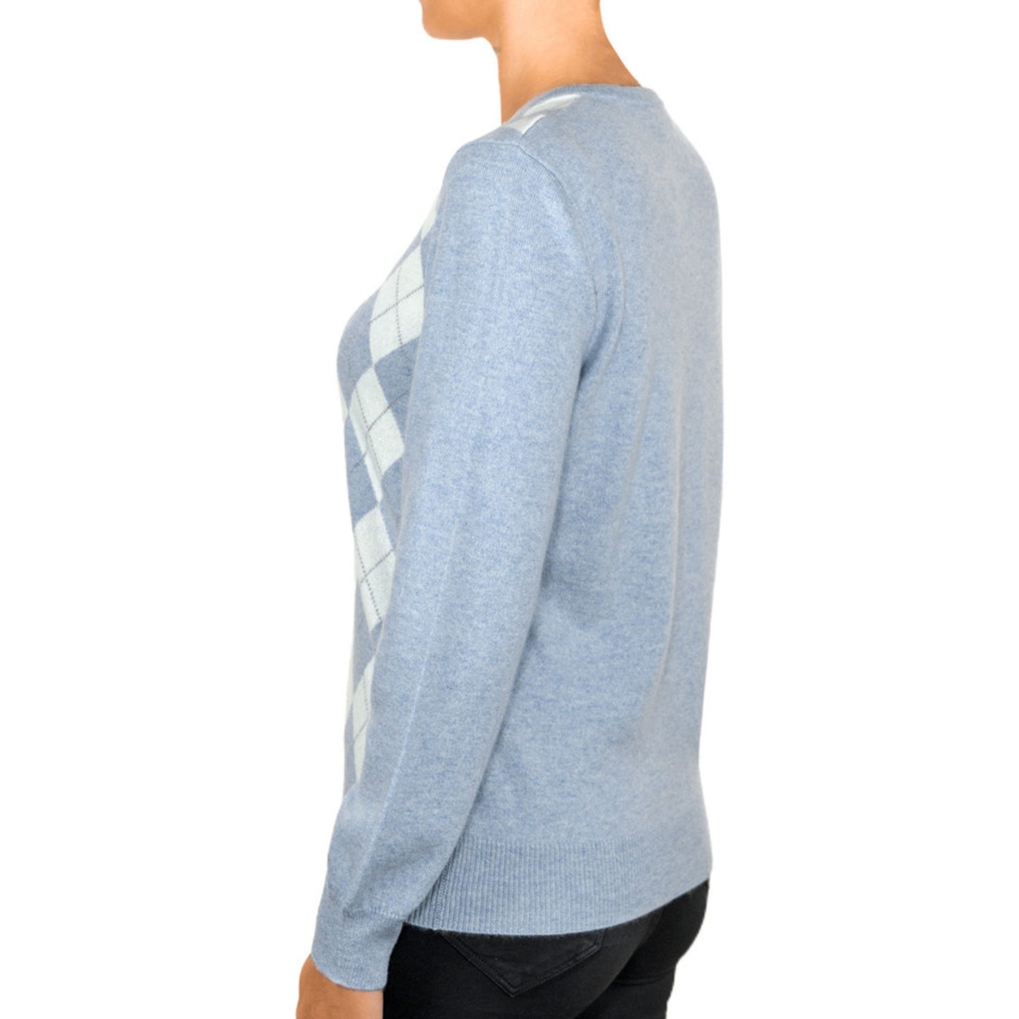 Cashmere Argyle Round Neck Jumper