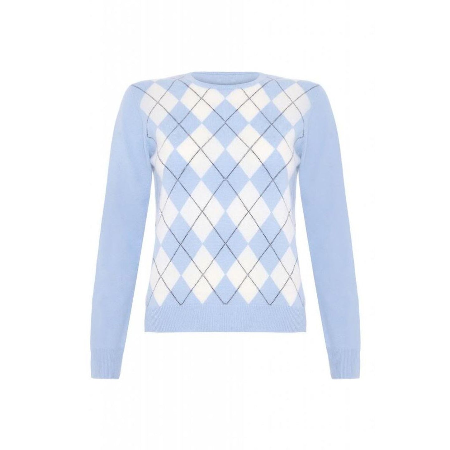 Cashmere Argyle Round Neck Jumper