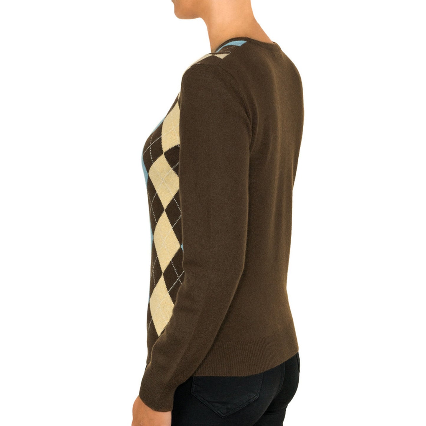 Cashmere Argyle Round Neck Jumper
