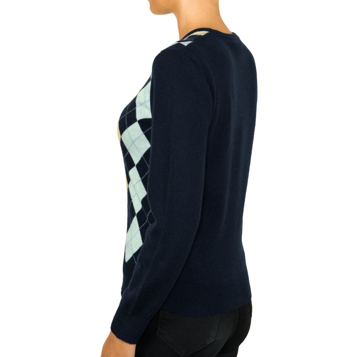 Cashmere Argyle Round Neck Jumper