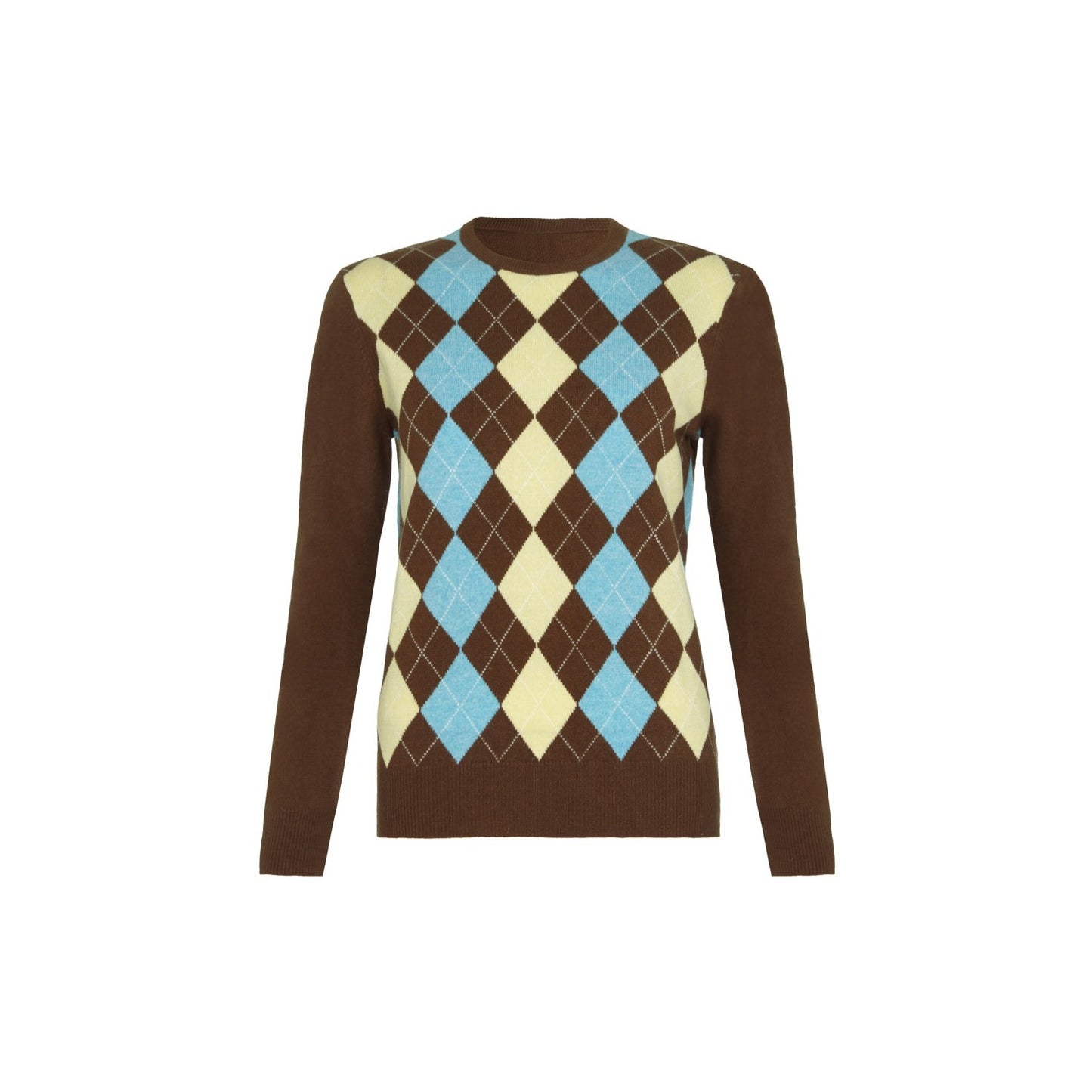 Cashmere Argyle Round Neck Jumper