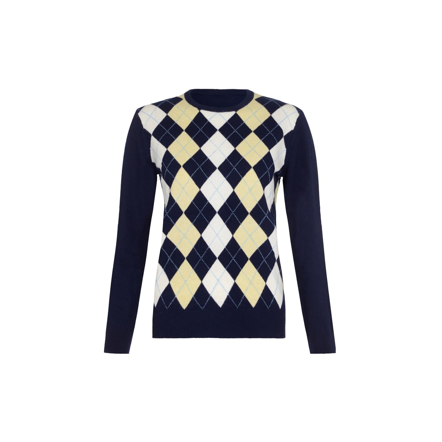 Cashmere Argyle Round Neck Jumper