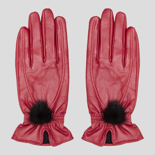 Leather Gloves with Fur Pompom - LonaScott