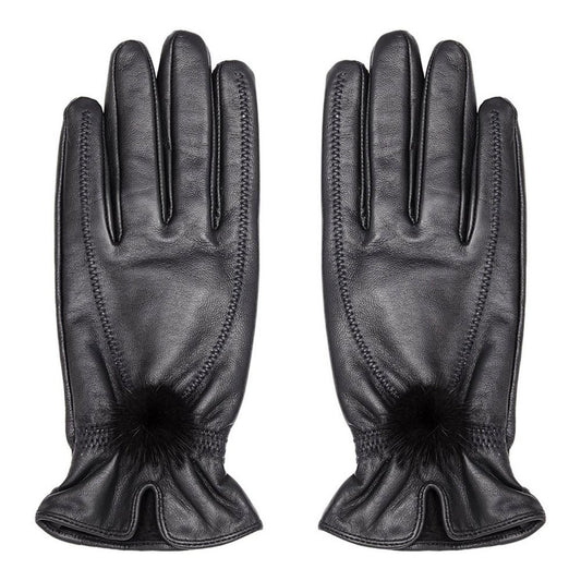 Leather Gloves with Fur Pompom - LonaScott