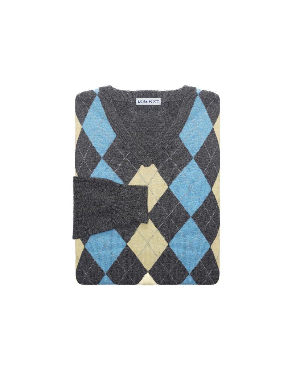 Men's Cashmere Argyle Jumper - LonaScott