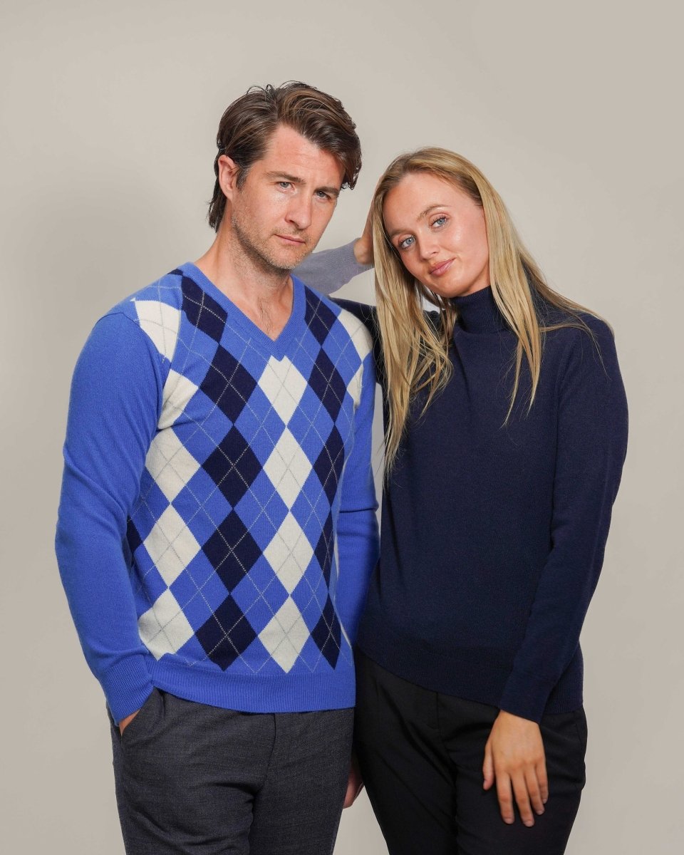 Men's Cashmere Argyle Jumper - LonaScott