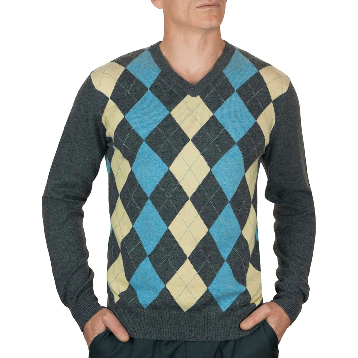 Men's Cashmere Argyle Jumper - LonaScott