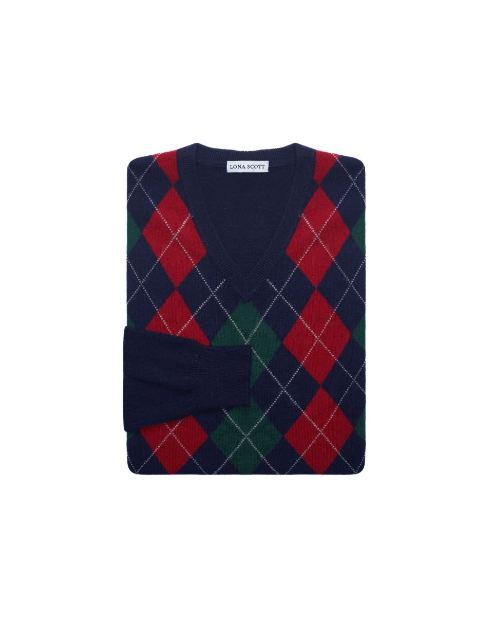 Men's Cashmere Argyle Jumper - LonaScott