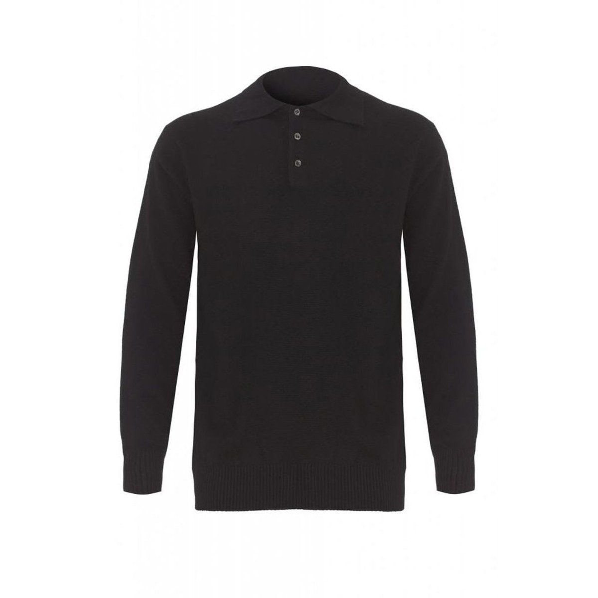 Men's Cashmere Black Polo Jumper - LonaScott