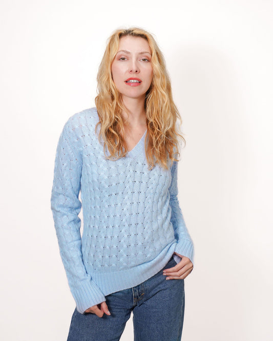 Women's Cashmere Cable V-Neck Jumper