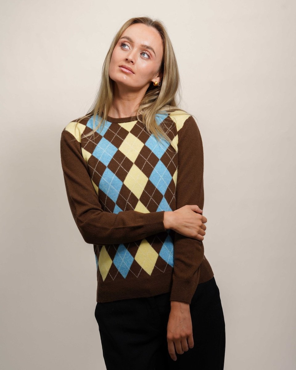Women's Cashmere Argyle Jumper - LonaScott