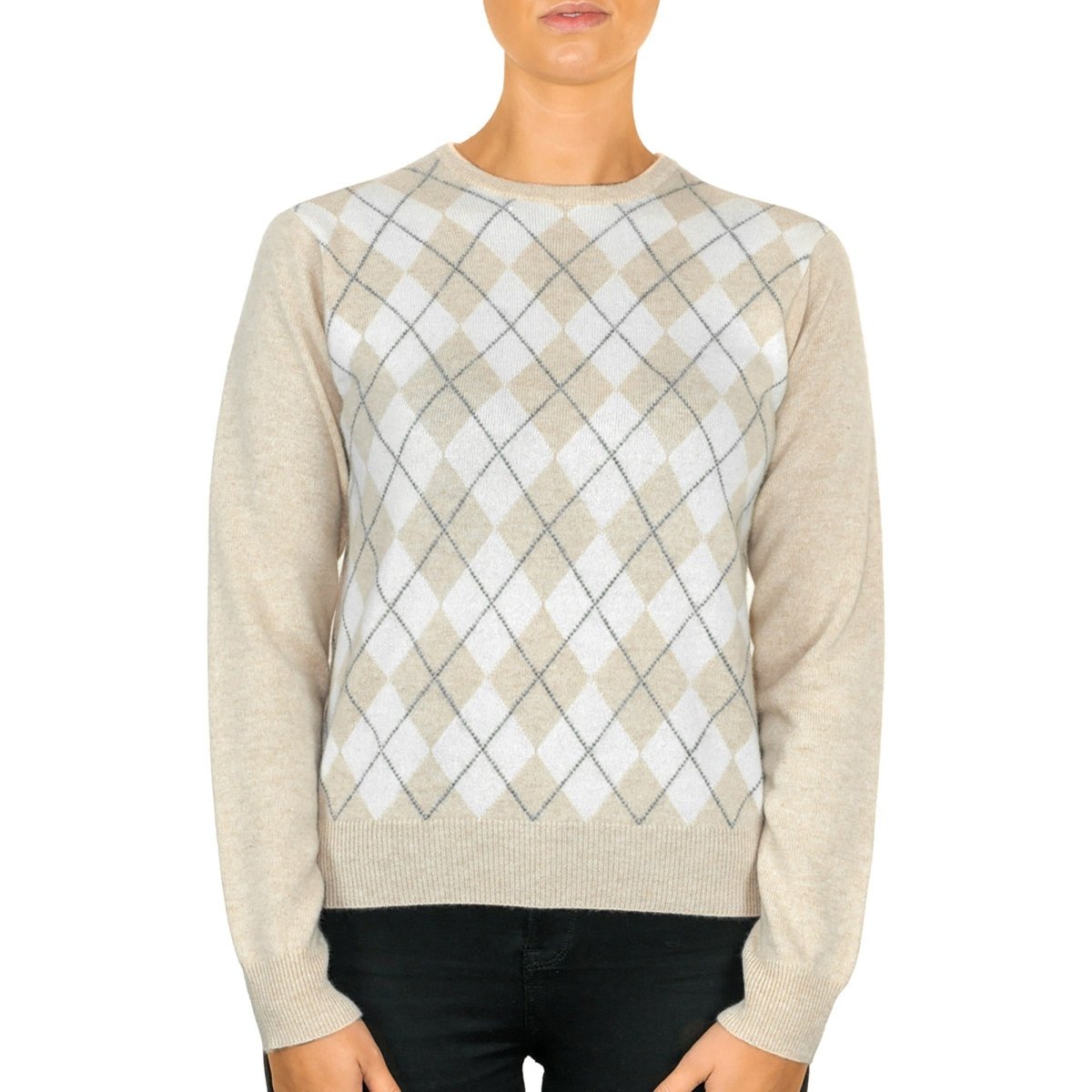 Women's Cashmere Argyle Jumper - LonaScott