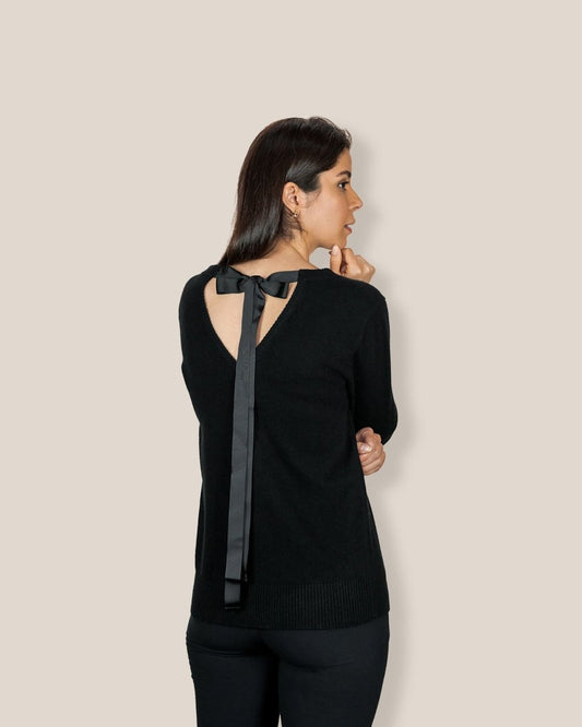 Women's Cashmere Ribbon - Neck Jumper - LonaScott