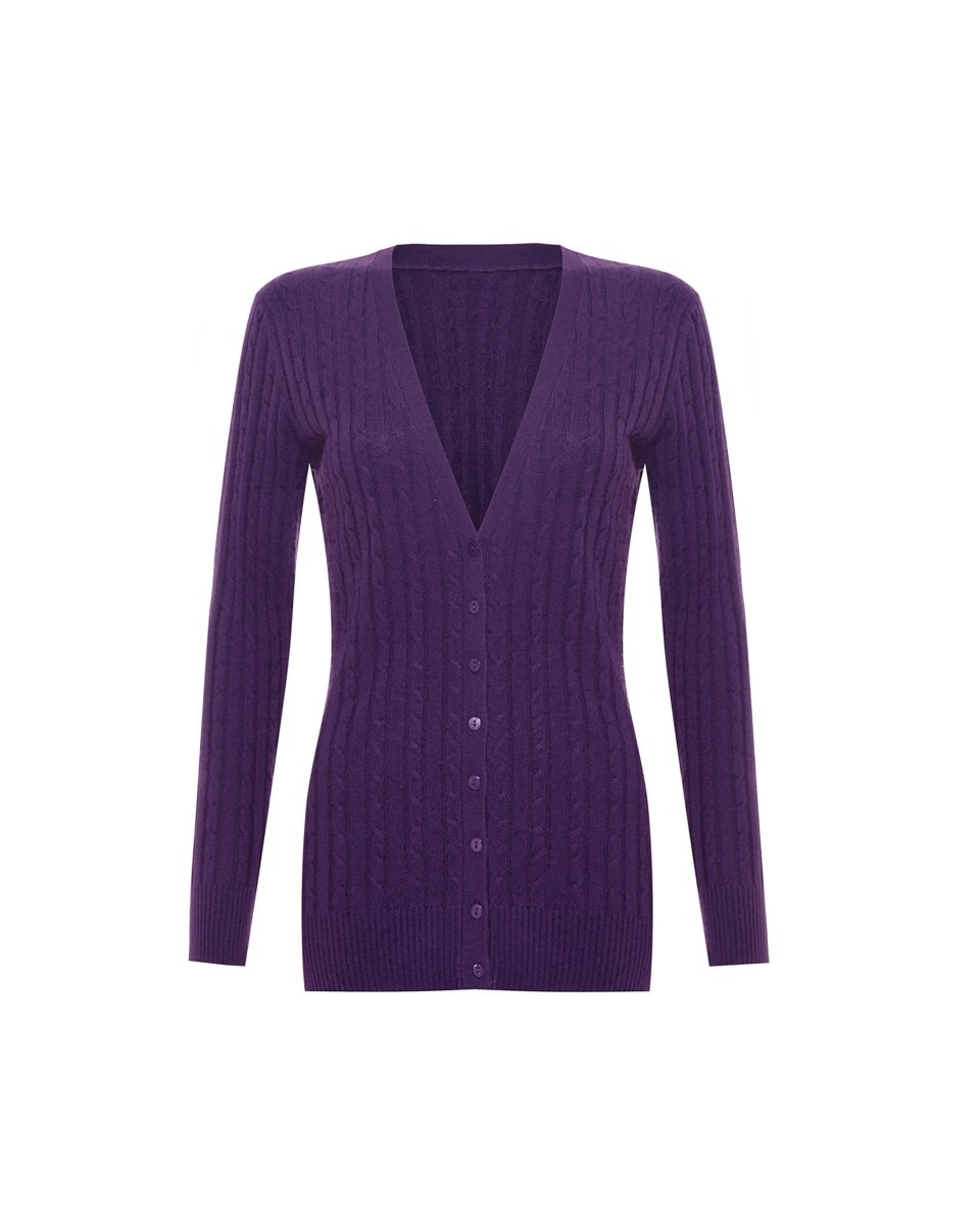Women's Long Cashmere Cable Cardigan - LonaScott