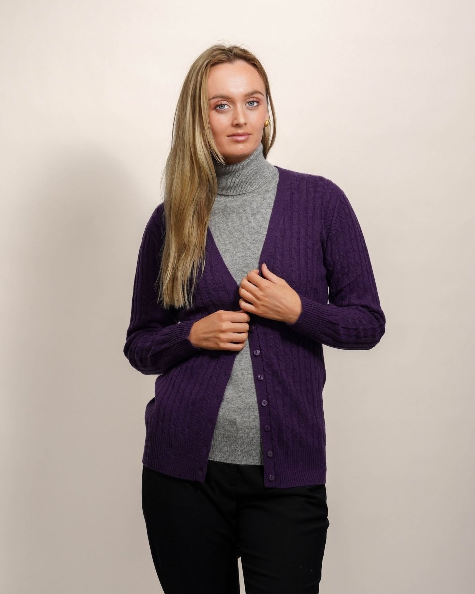 Women's Long Cashmere Cable Cardigan - LonaScott