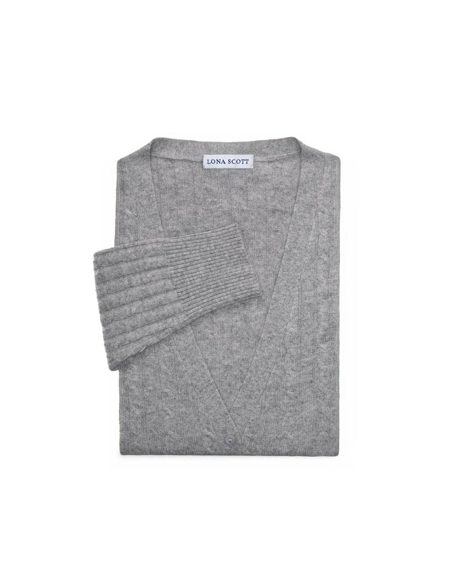 Women's Long Cashmere Cable Cardigan - LonaScott