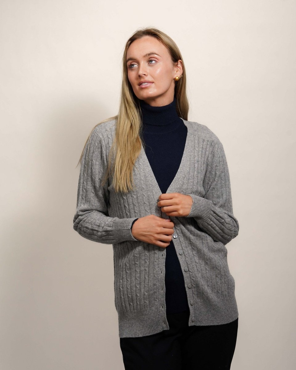 Women's Long Cashmere Cable Cardigan - LonaScott