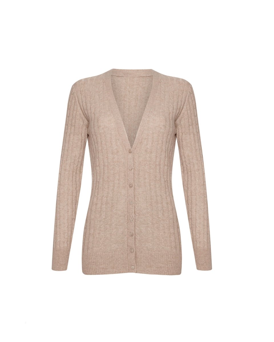 Women's Long Cashmere Cable Cardigan - LonaScott