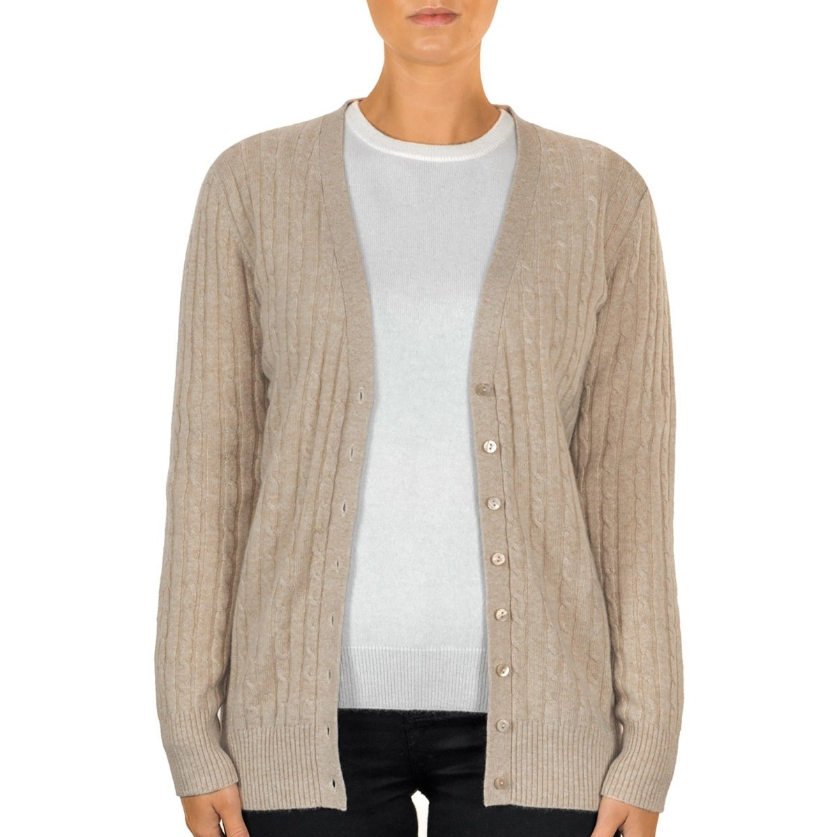 Women's Long Cashmere Cable Cardigan - LonaScott