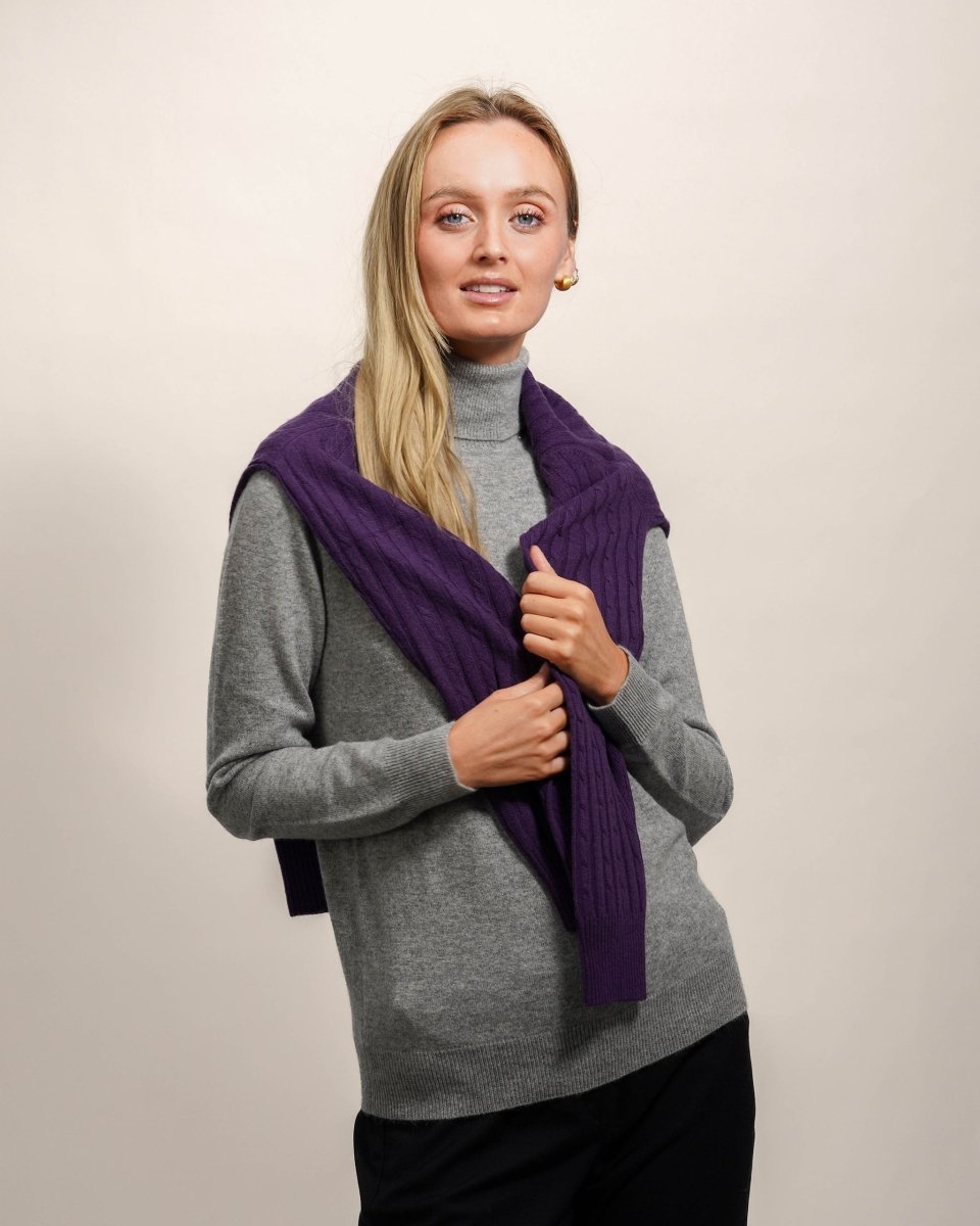 Women's Long Cashmere Cable Cardigan - LonaScott
