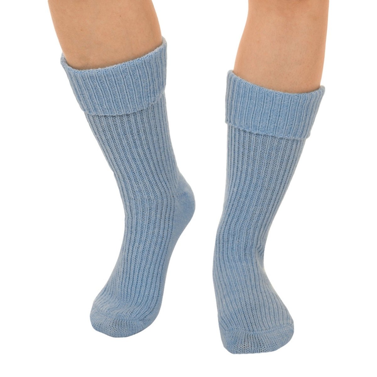 Women's Pure Cashmere Ribbed Bedsocks - LonaScott