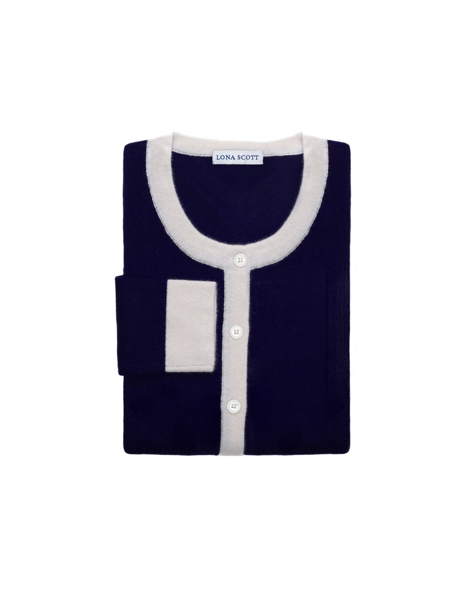 Women's Two - Tone Trim Cashmere Cardigan - LonaScott