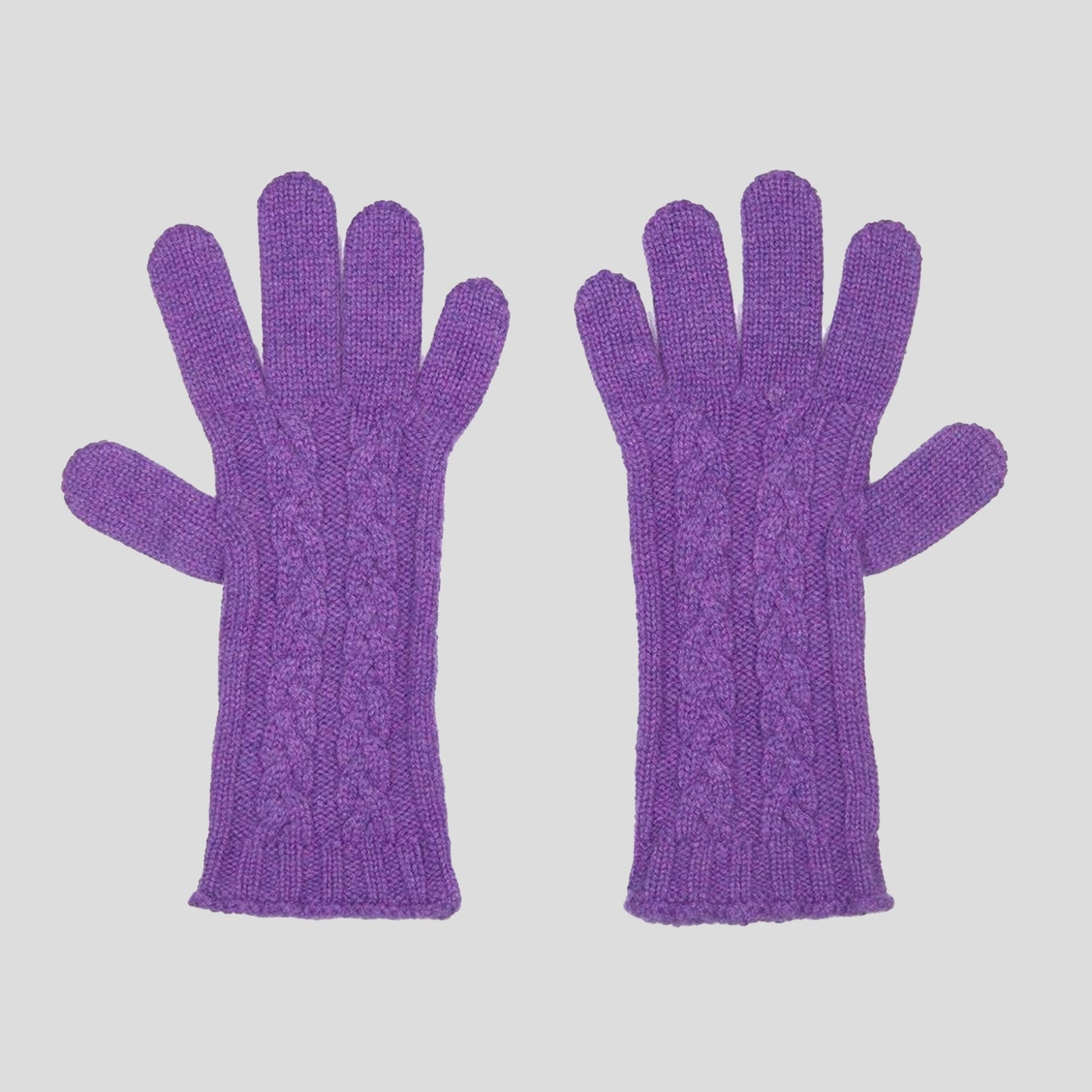 Pure Cashmere Purple Cable Gloves