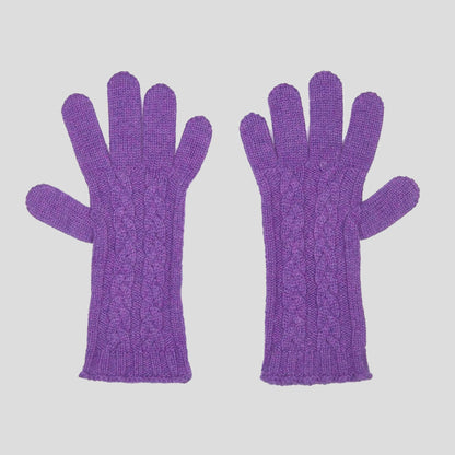 Pure Cashmere Purple Cable Gloves