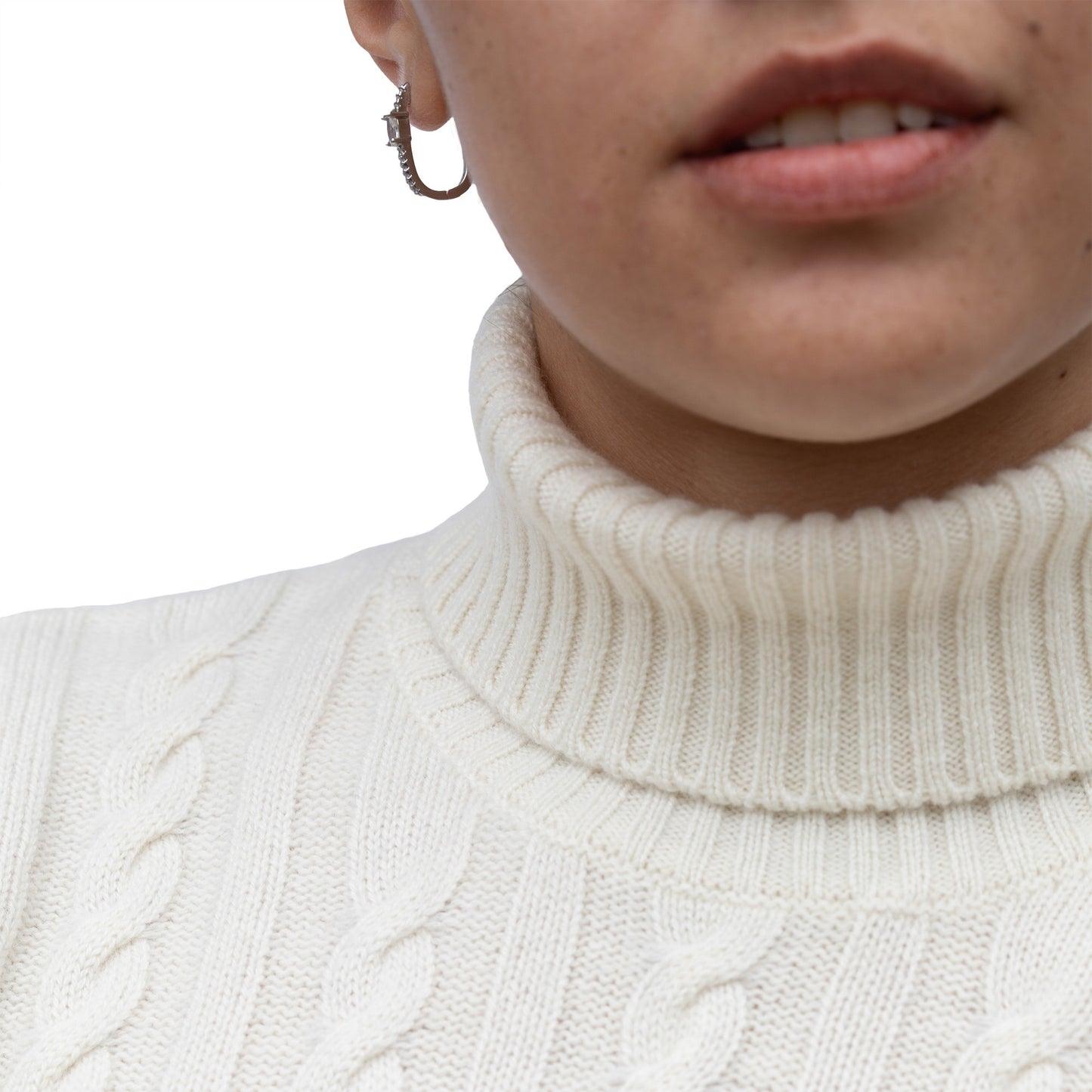Cashmere Cable Roll Neck Jumper
