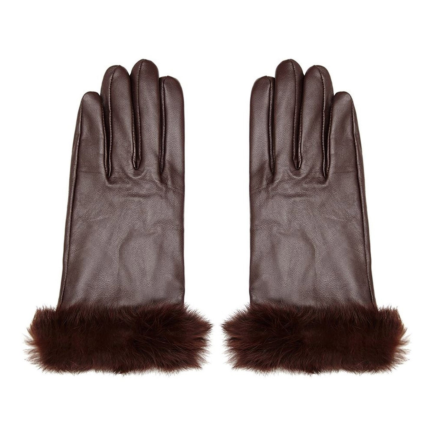 Leather Gloves with Fur Trim