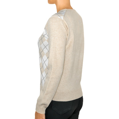Cashmere Argyle Round Neck Jumper