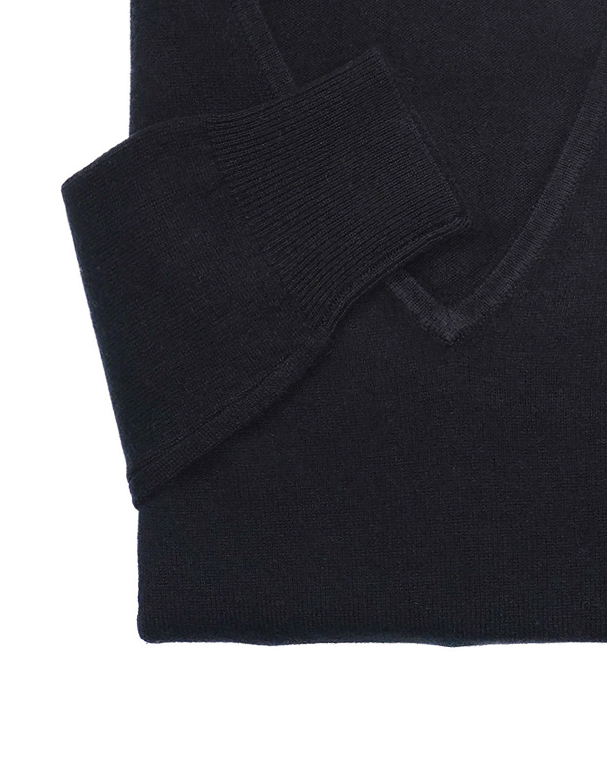 Folded Womens Black Cashmere V-Neck Jumper, white background