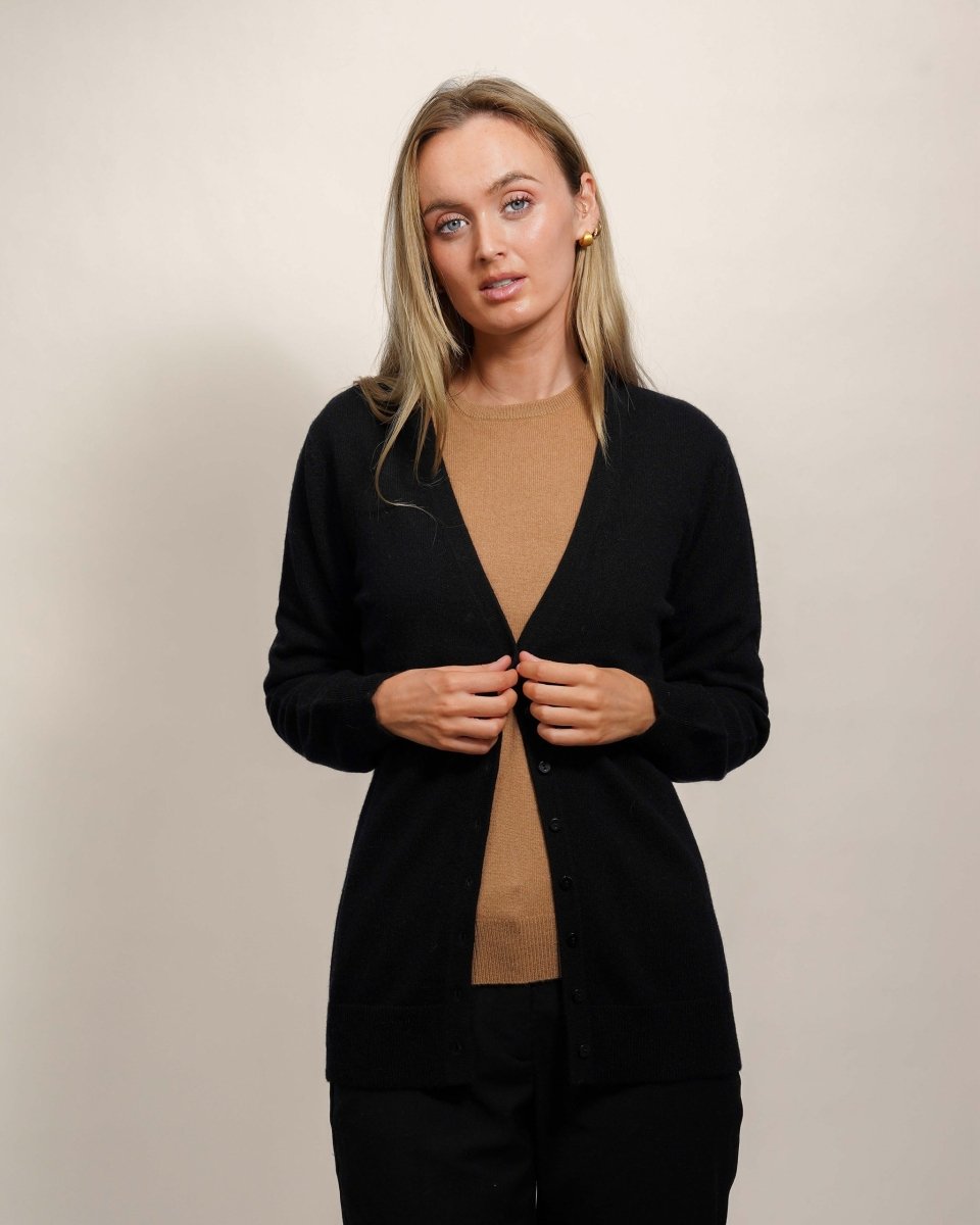 Cashmere Long V - Neck Cardigan - LonaScott
