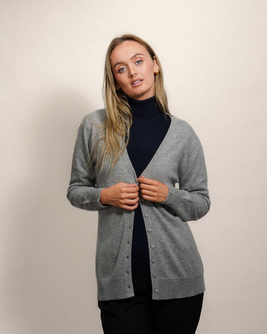 Cashmere Long V - Neck Cardigan - LonaScott