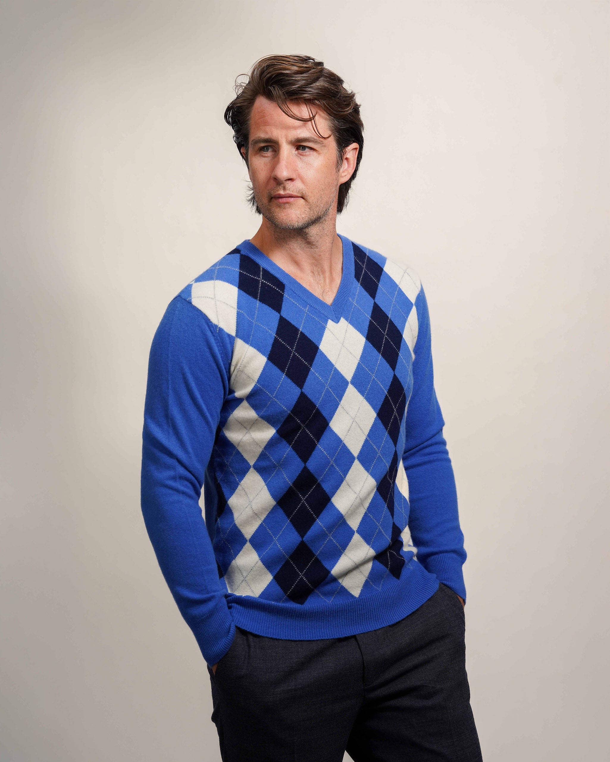 Men's Cashmere Argyle Jumper