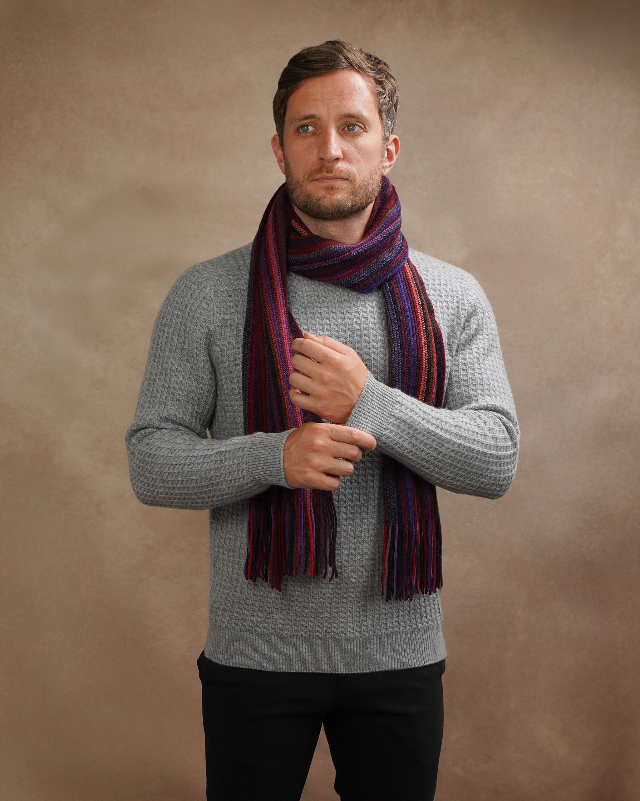 Mens Pure Cashmere Honeycomb Jumper