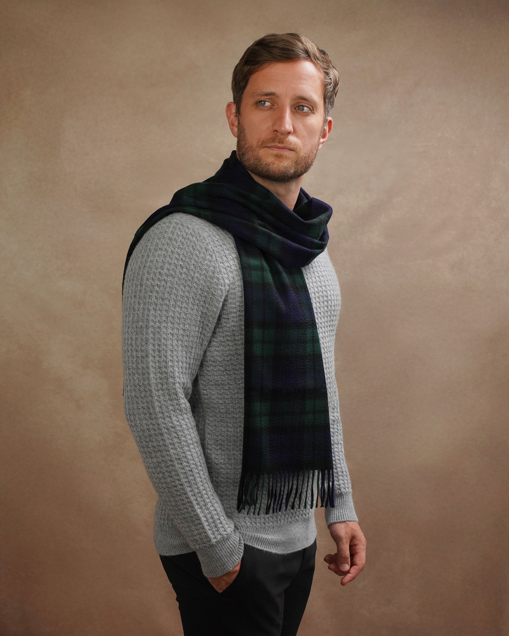 Mens Pure Cashmere Honeycomb Jumper