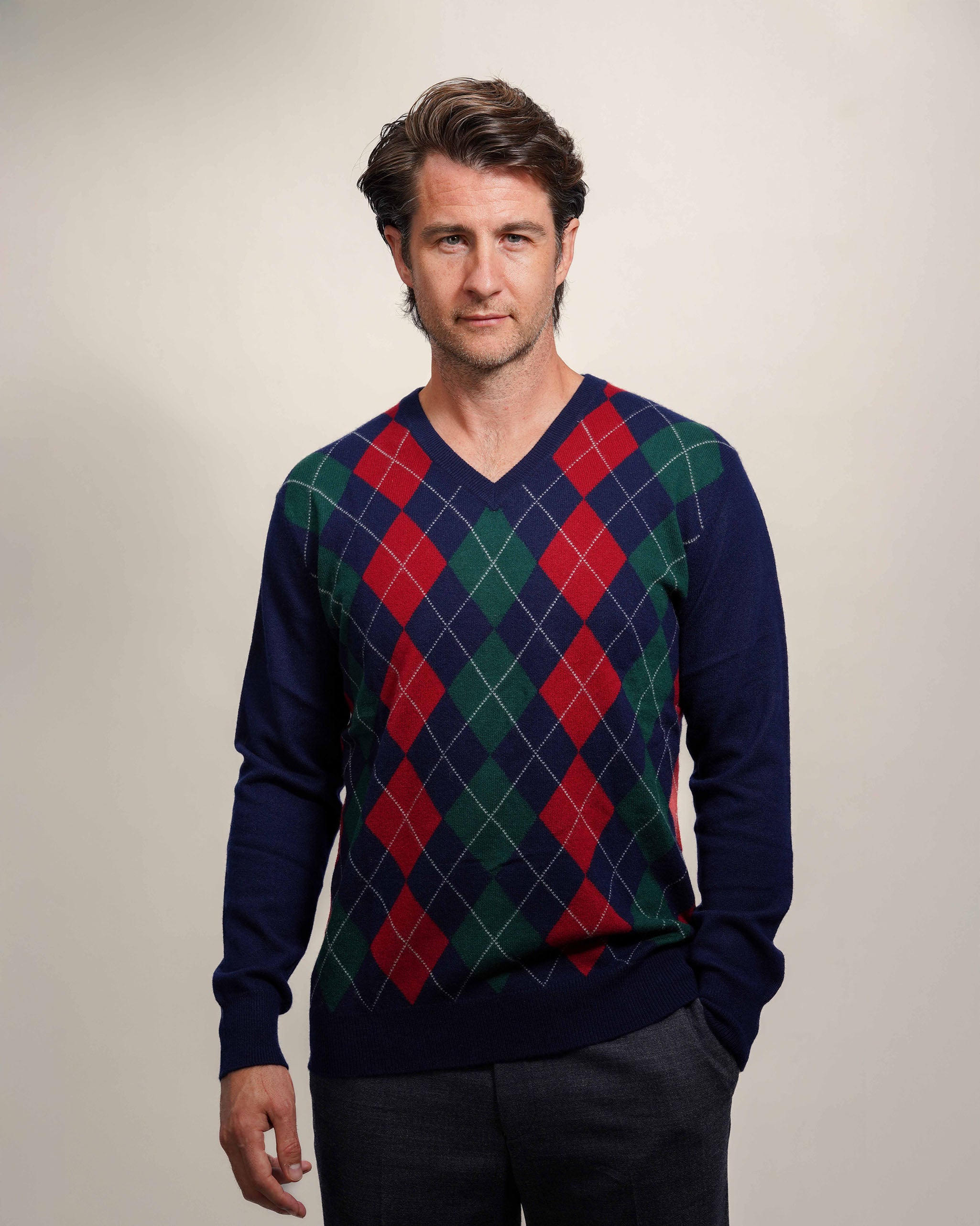 Men's Cashmere Argyle Jumper
