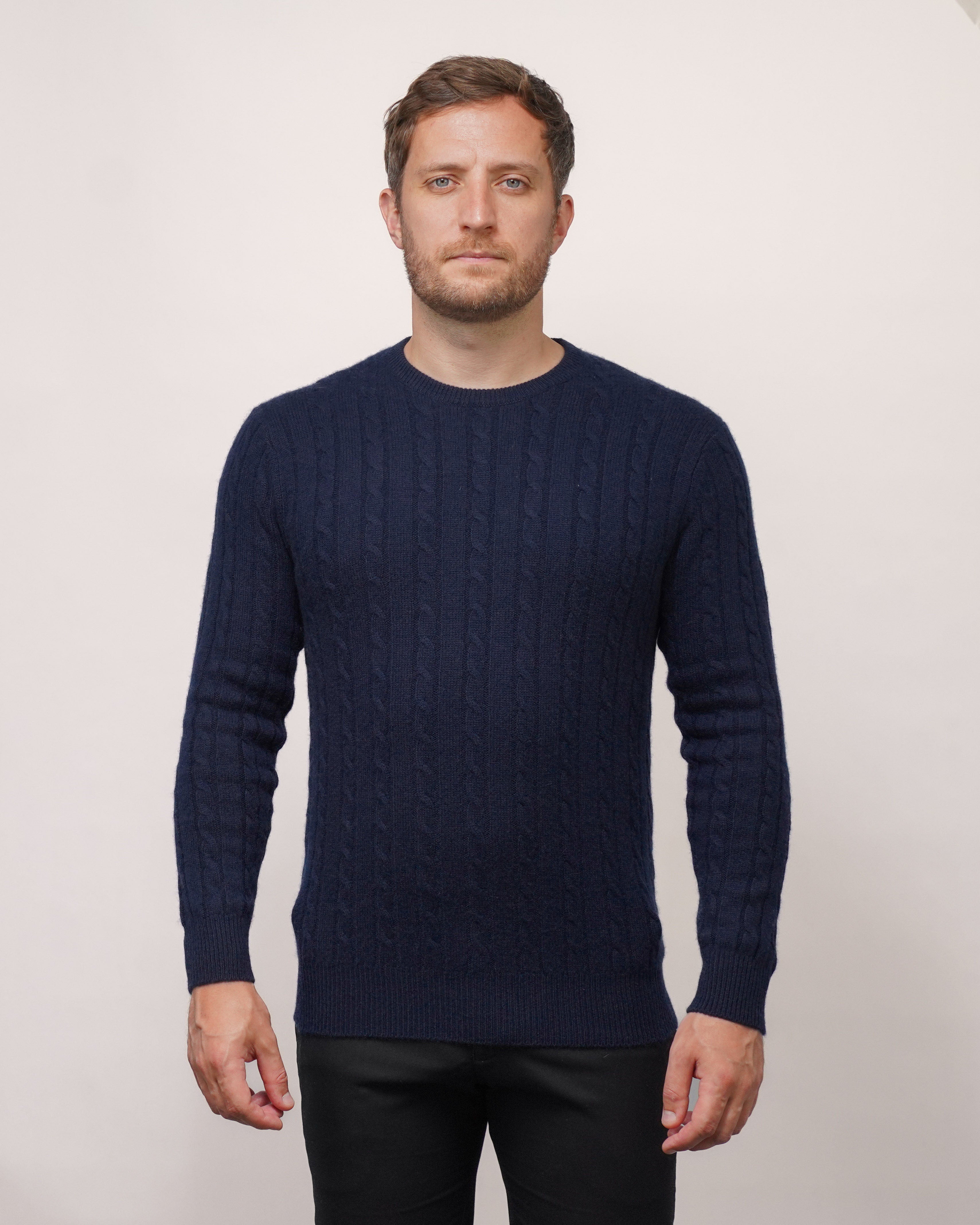 Mens Pure Cashmere Cable Jumper