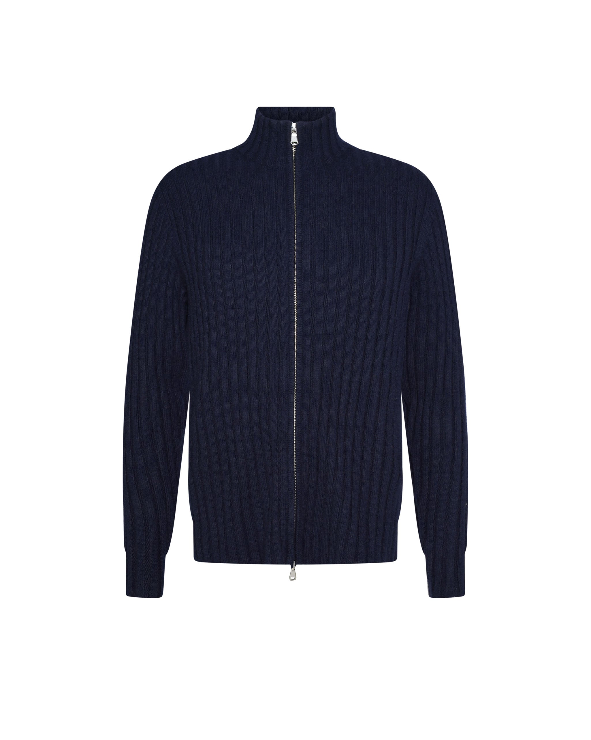 Mens Pure Cashmere Ribbed Zip-Up Cardigan