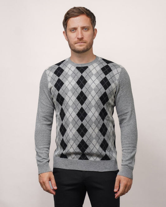 Men's Cashmere Argyle Jumper - LonaScott