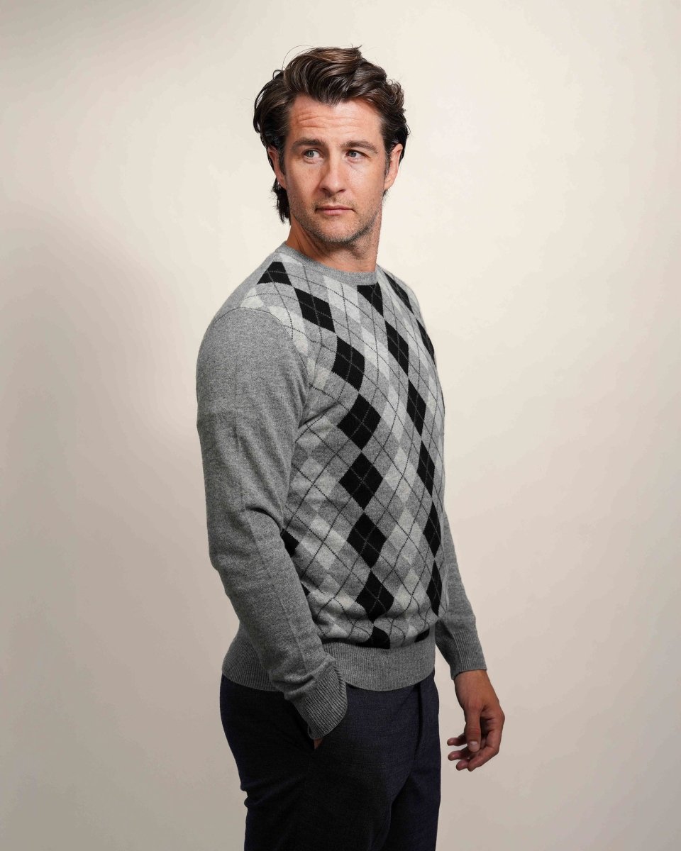 Men's Cashmere Argyle Jumper - LonaScott