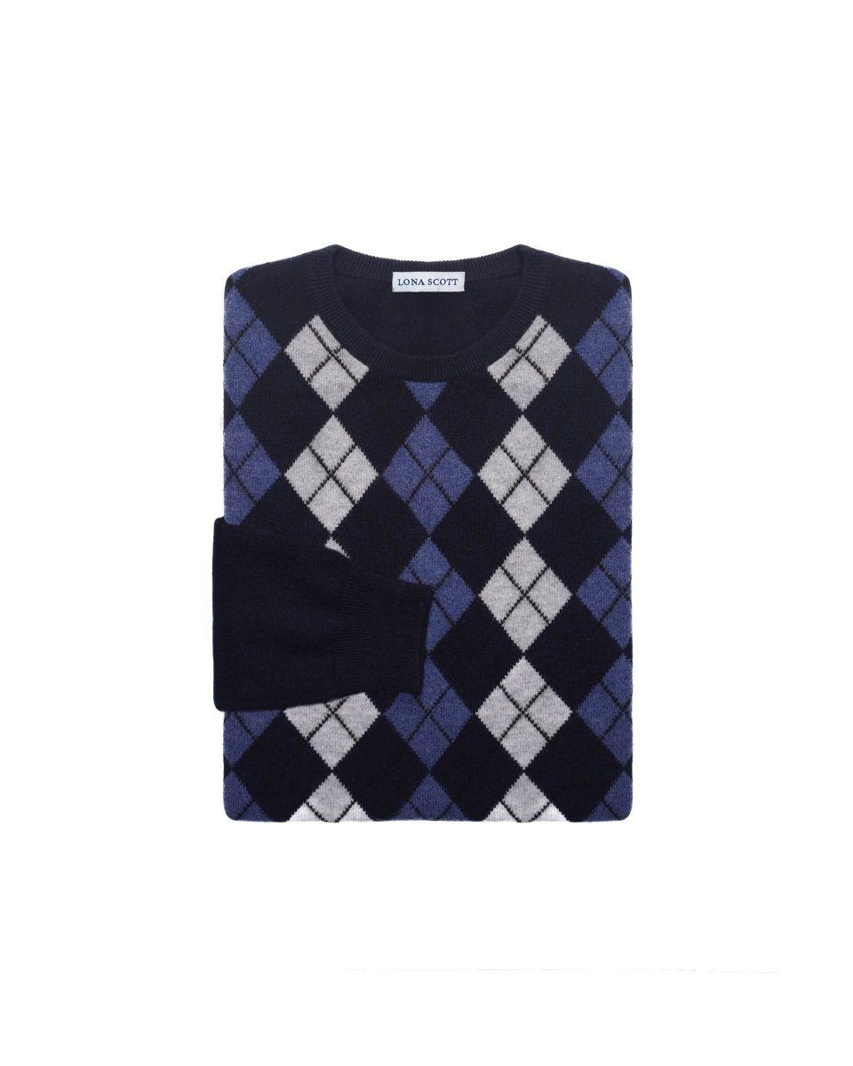 Men's Cashmere Argyle Jumper - LonaScott