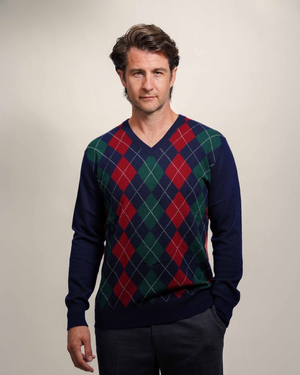 Men's Cashmere Argyle Jumper - LonaScott