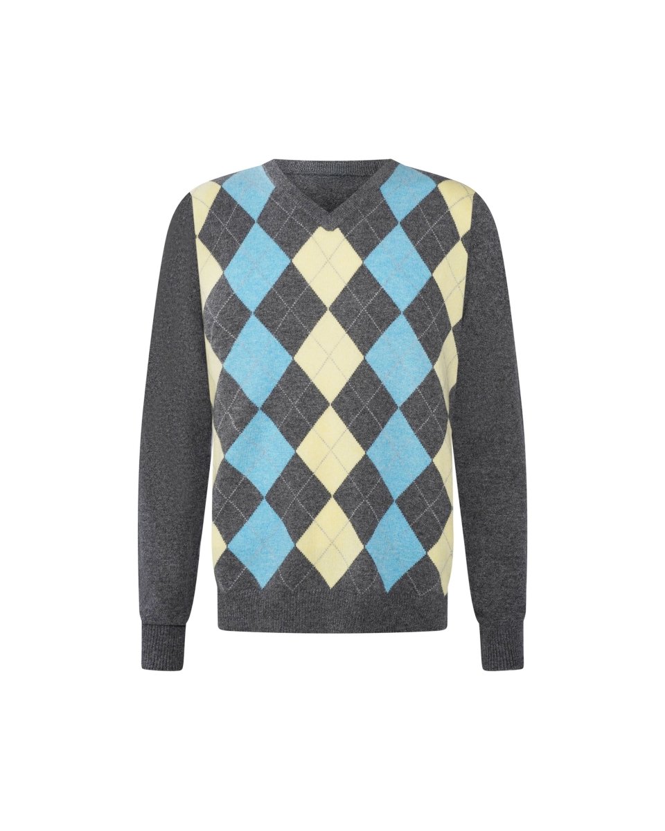 Men's Cashmere Argyle Jumper - LonaScott