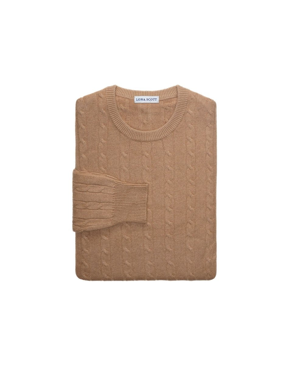 Mens Pure Cashmere Cable Jumper - LonaScott