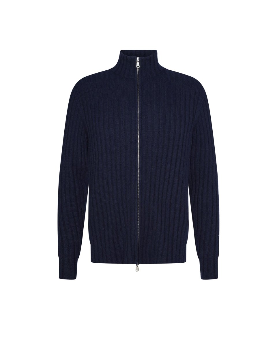 Mens Pure Cashmere Ribbed Zip - Up Cardigan - LonaScott