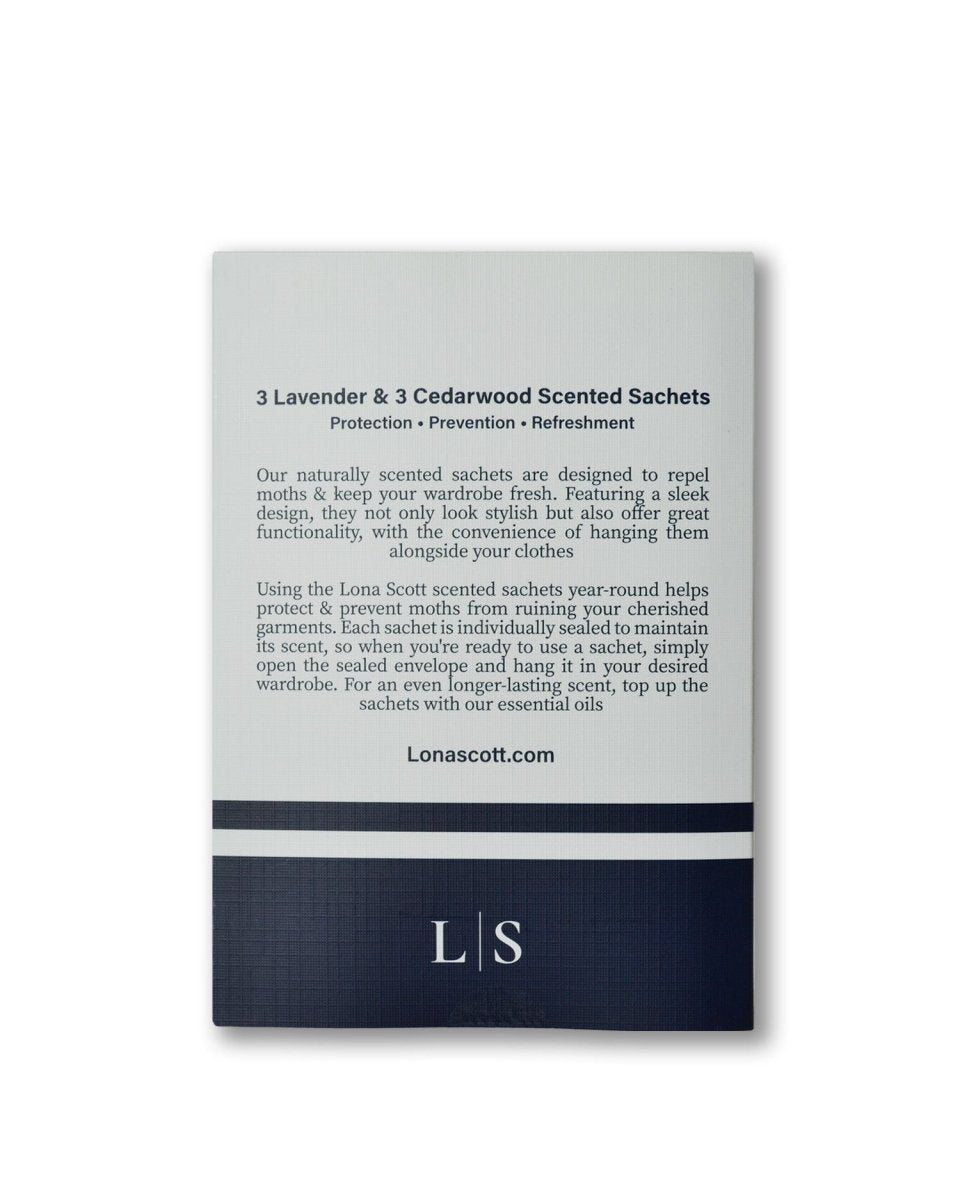 Naturally Scented Moth Repellent Sachets - Lavender & Cedarwood - LonaScott