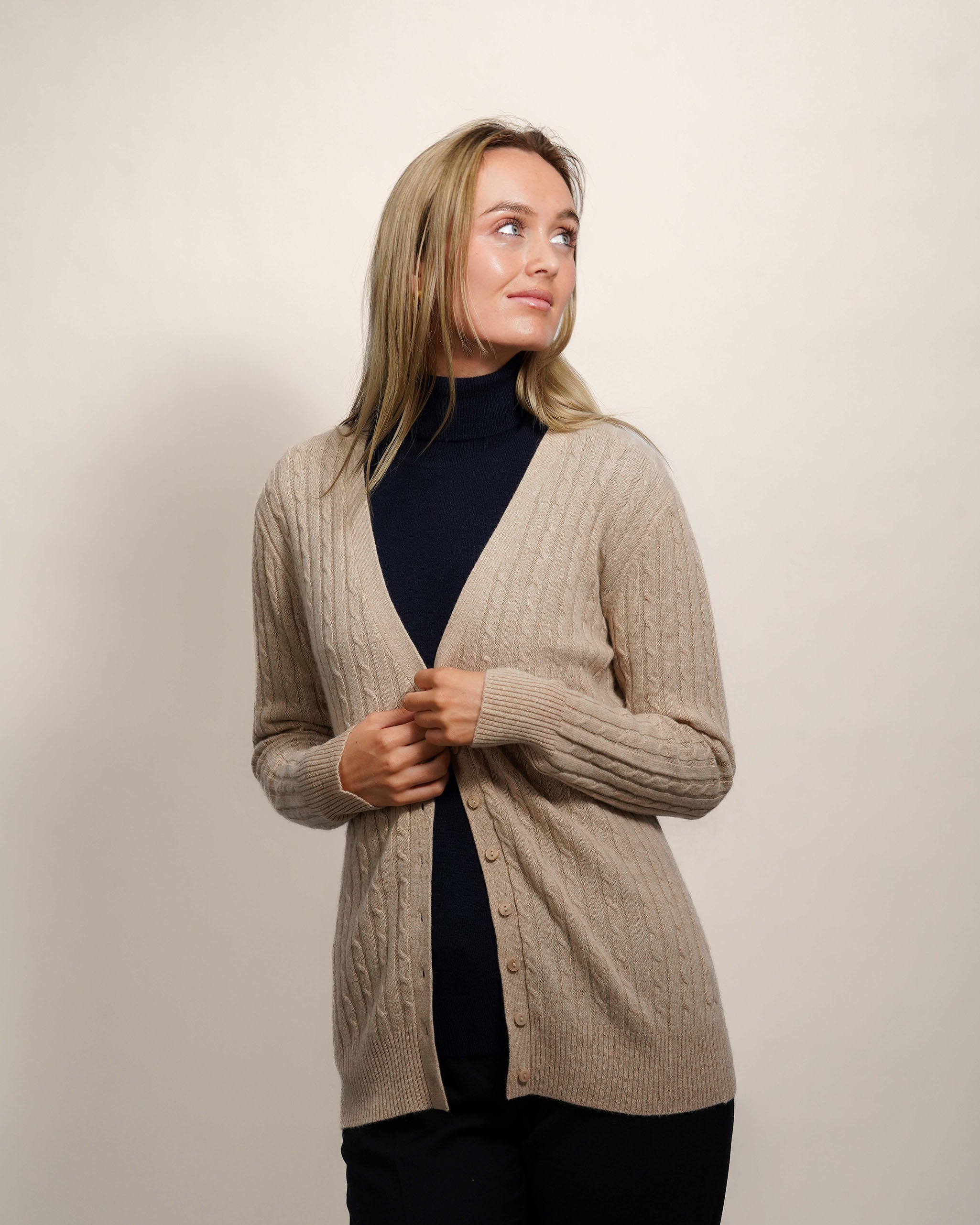 Women's Long Cashmere Cable Cardigan