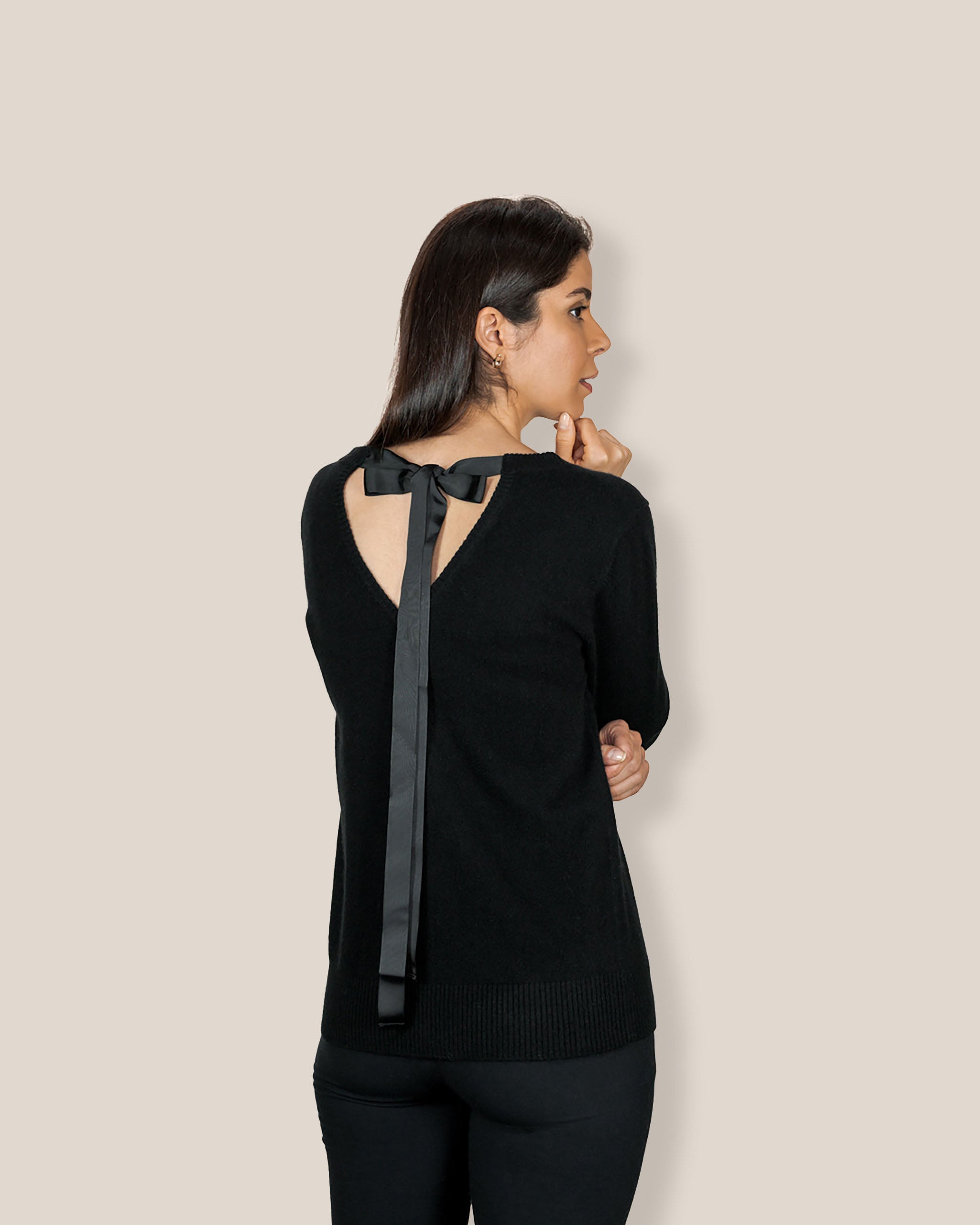 Women's Cashmere Ribbon-Neck Jumper
